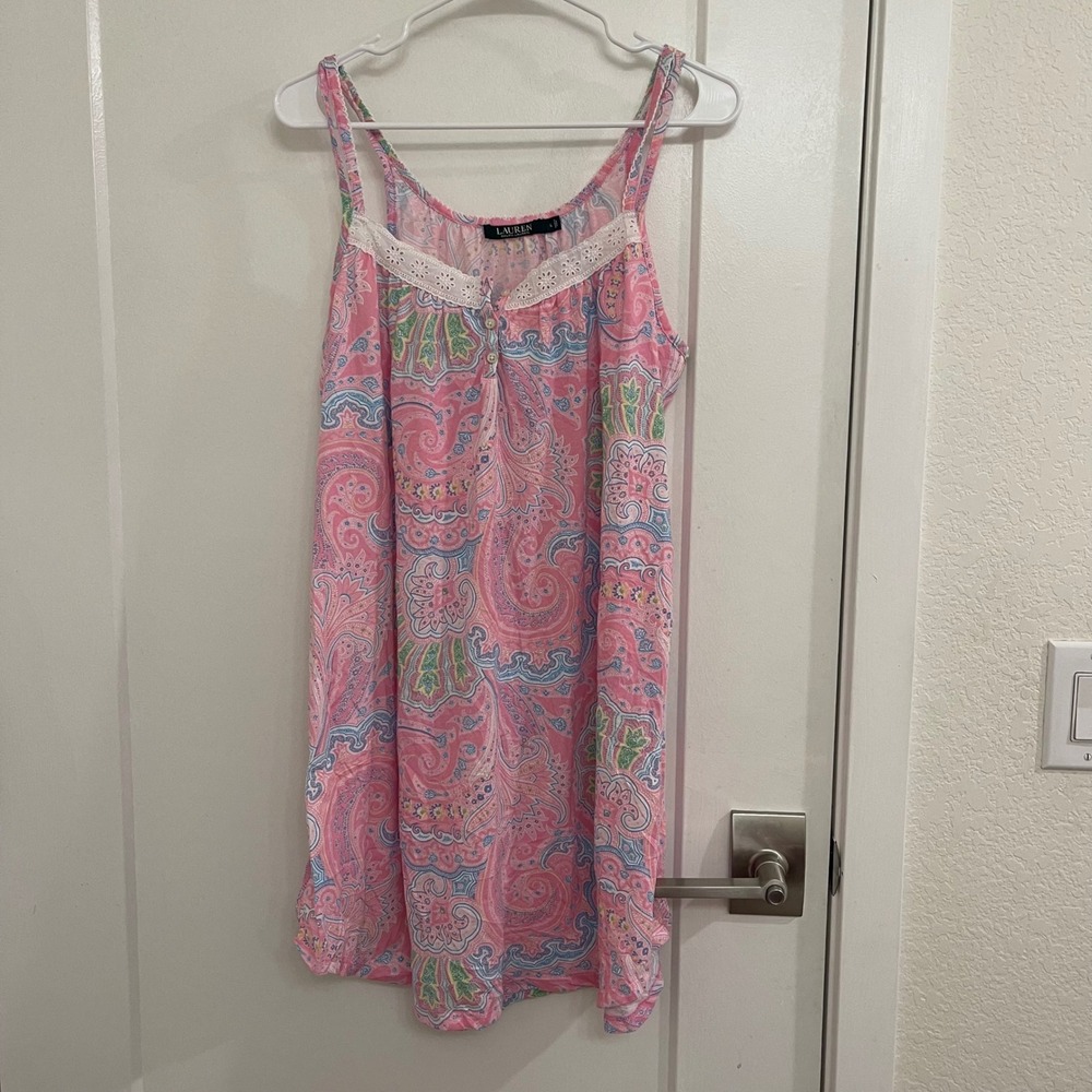 Ralph Lauren Pink Paisley Nightgown Dress GrandmaCore Luxury Loungewear